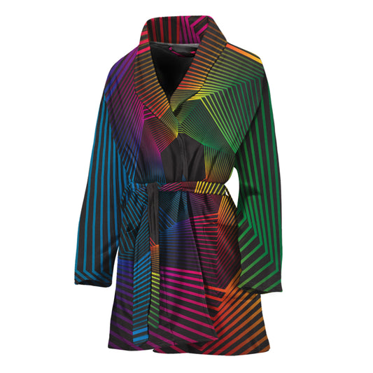 Colorful EDM Geometric Print Women's Bathrobe