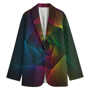 Colorful EDM Geometric Print Women's Blazer