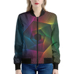 Colorful EDM Geometric Print Women's Bomber Jacket