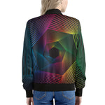 Colorful EDM Geometric Print Women's Bomber Jacket