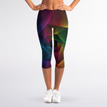 Colorful EDM Geometric Print Women's Capri Leggings