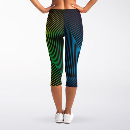 Colorful EDM Geometric Print Women's Capri Leggings