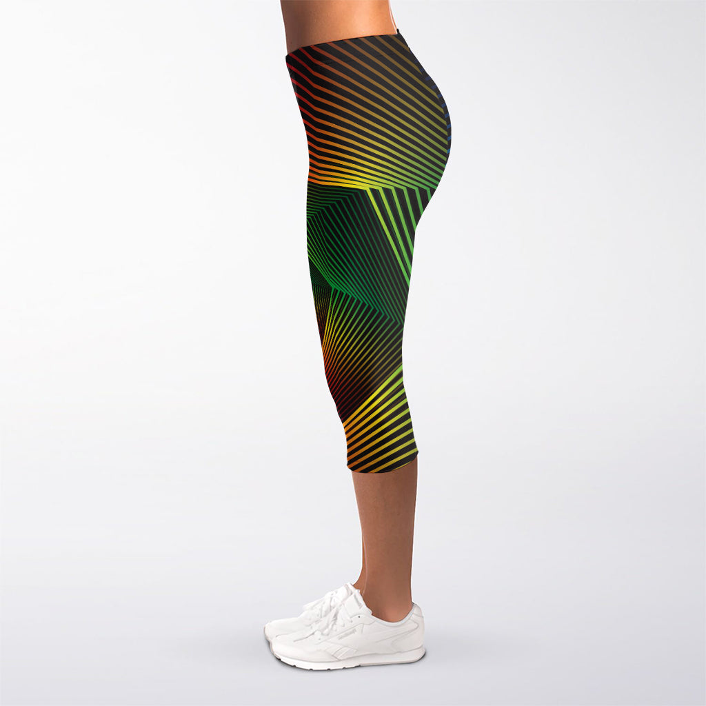 Colorful EDM Geometric Print Women's Capri Leggings