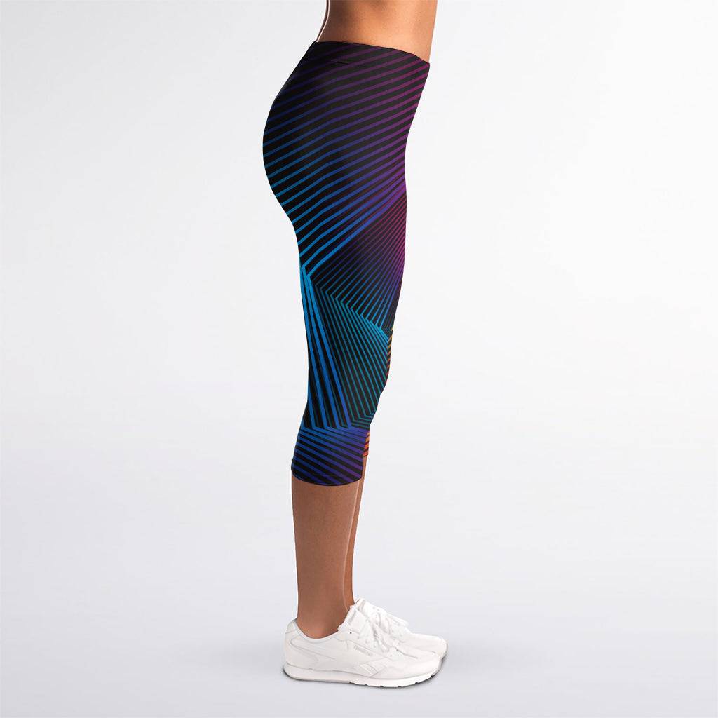 Colorful EDM Geometric Print Women's Capri Leggings