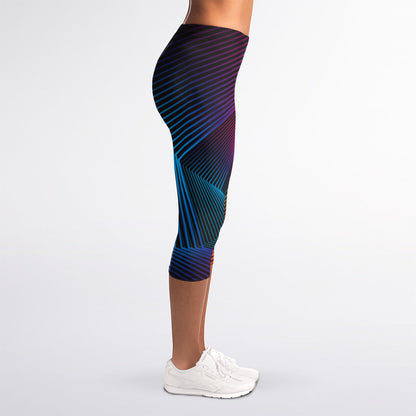 Colorful EDM Geometric Print Women's Capri Leggings