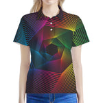 Colorful EDM Geometric Print Women's Polo Shirt