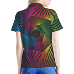 Colorful EDM Geometric Print Women's Polo Shirt