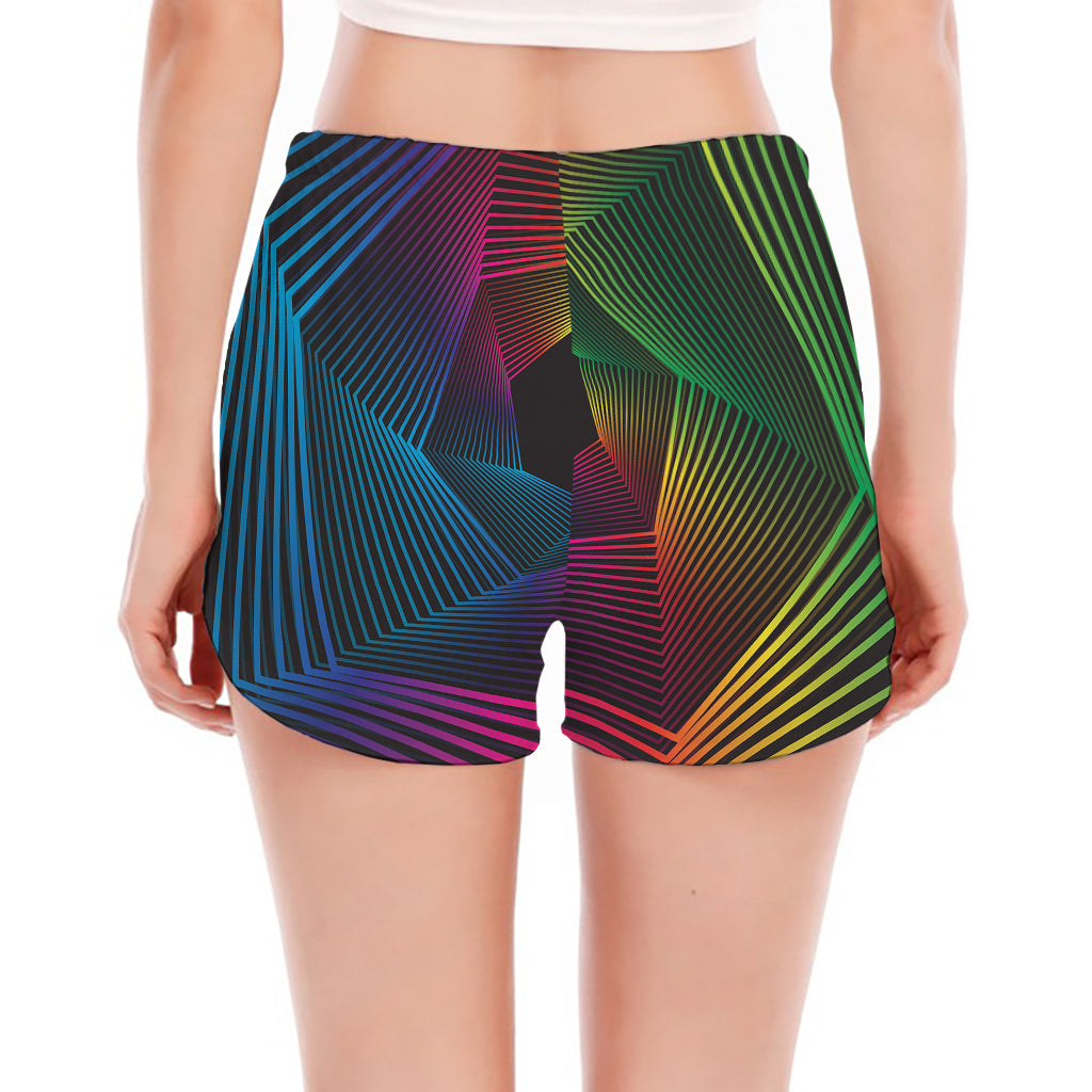 Colorful EDM Geometric Print Women's Split Running Shorts