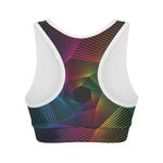 Colorful EDM Geometric Print Women's Sports Bra