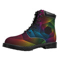 Colorful EDM Geometric Print Padded Collar Lace Up Boots