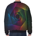 Colorful EDM Geometric Print Zip Sleeve Bomber Jacket