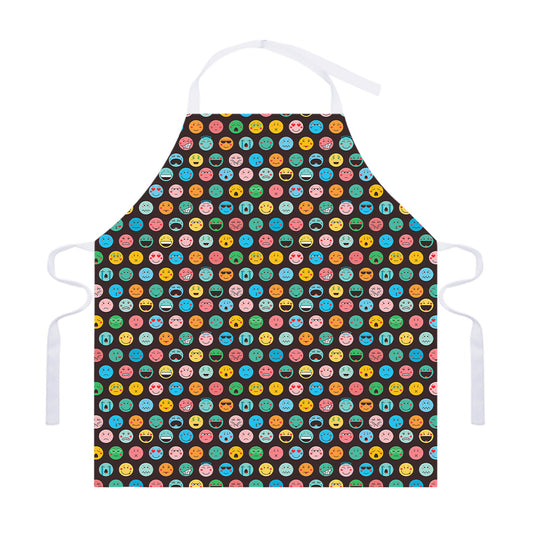 Colorful Emoji Faces Pattern Print Adjustable Apron