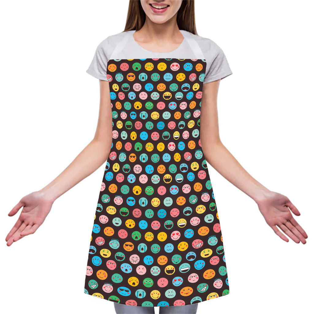 Colorful Emoji Faces Pattern Print Adjustable Apron