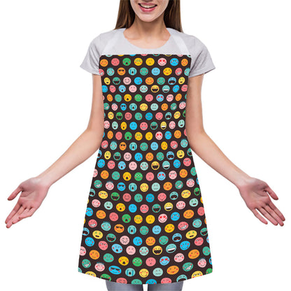 Colorful Emoji Faces Pattern Print Adjustable Apron