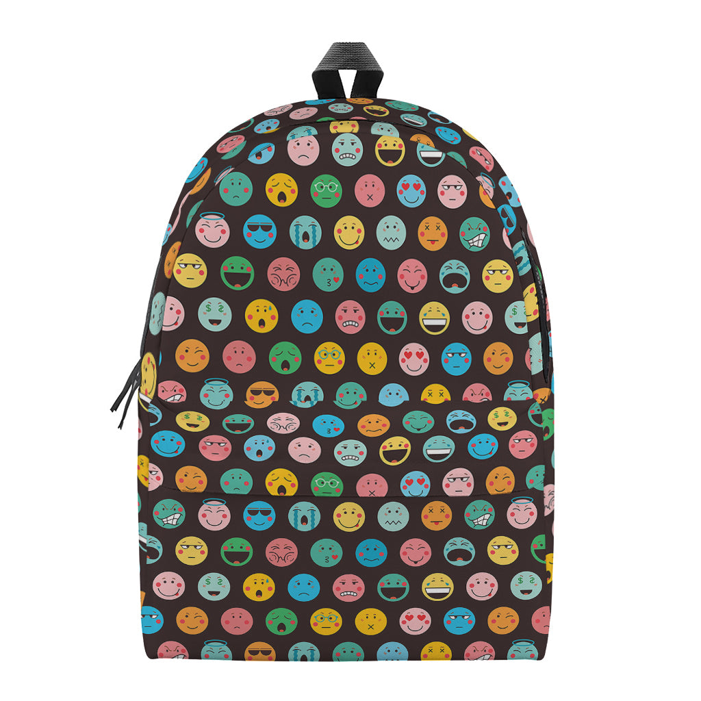Colorful Emoji Faces Pattern Print Backpack