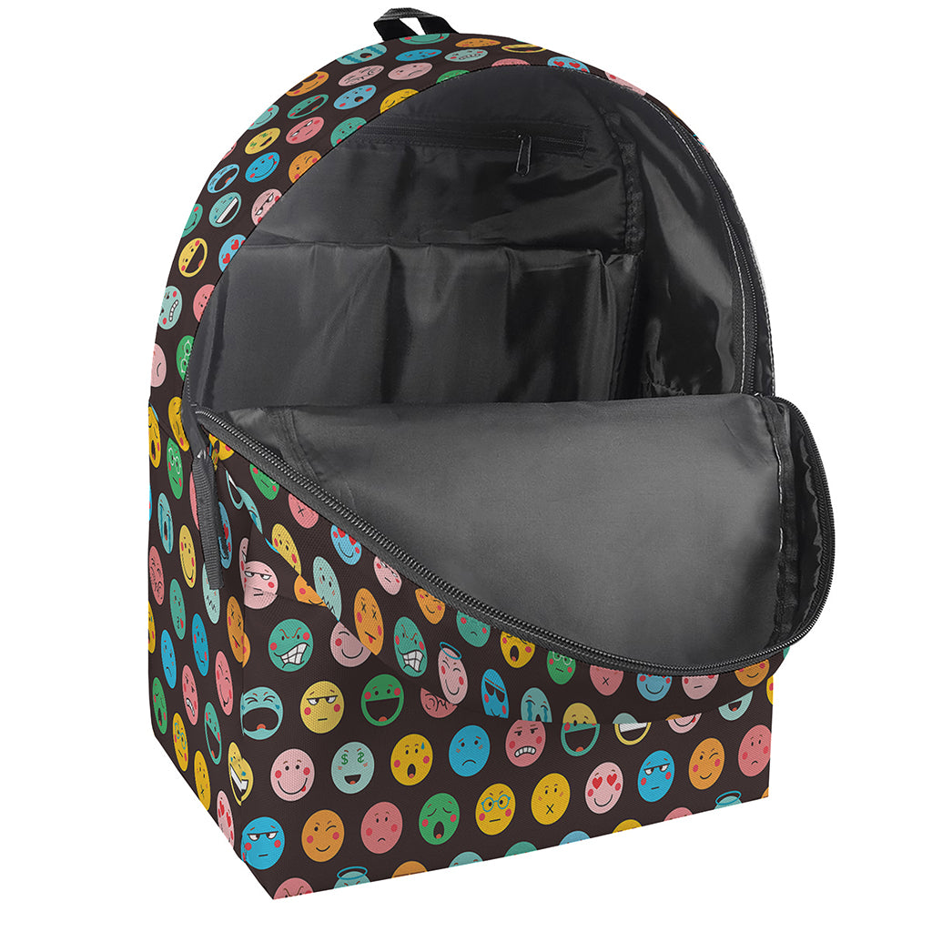 Colorful Emoji Faces Pattern Print Backpack