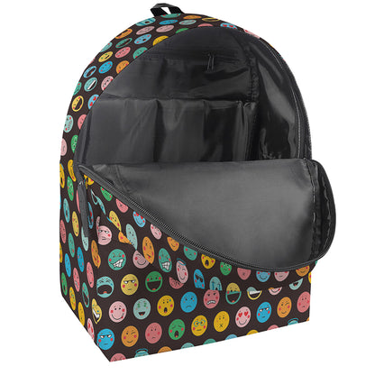 Colorful Emoji Faces Pattern Print Backpack