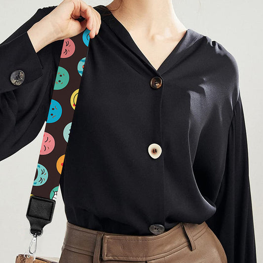 Colorful Emoji Faces Pattern Print Bag Strap