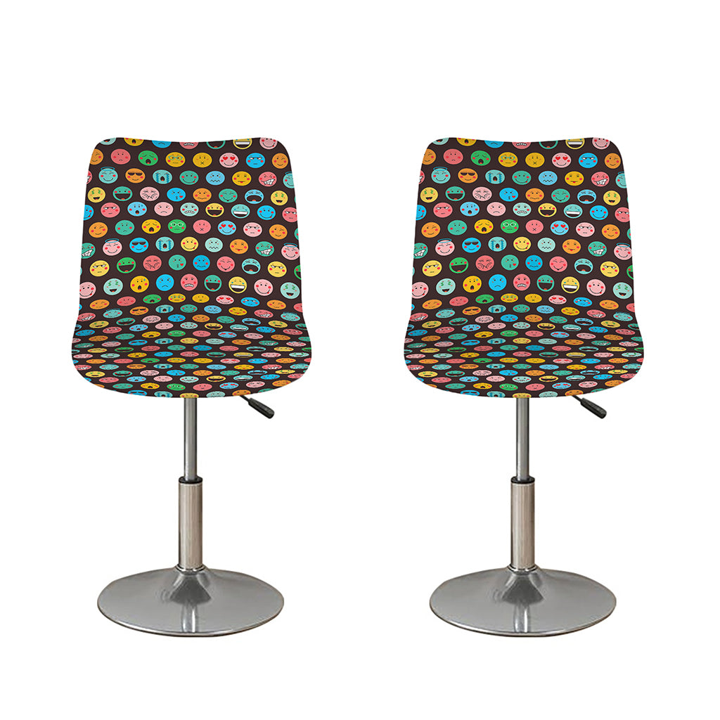 Colorful Emoji Faces Pattern Print Bar Stool Covers