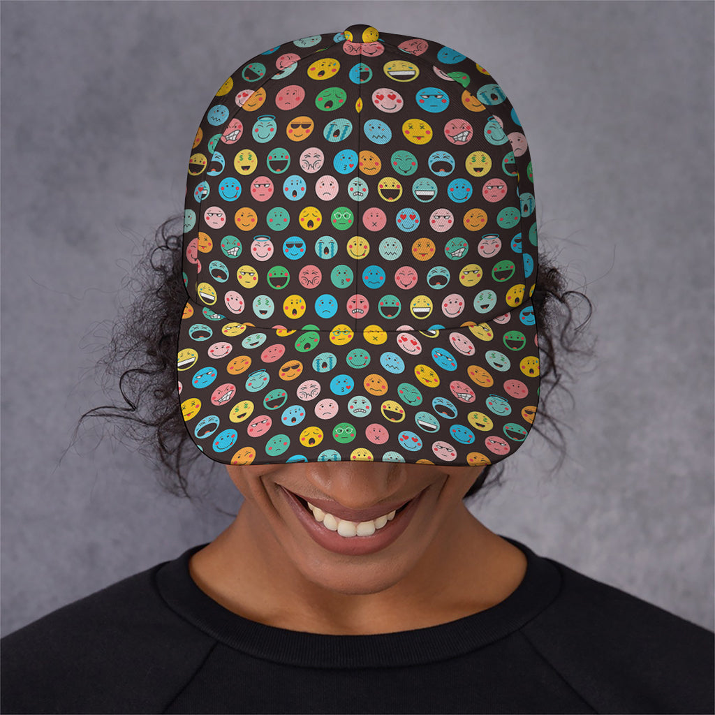 Colorful Emoji Faces Pattern Print Baseball Cap