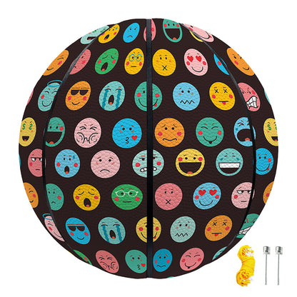 Colorful Emoji Faces Pattern Print Basketball