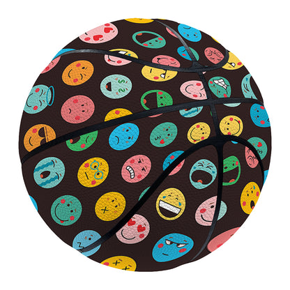 Colorful Emoji Faces Pattern Print Basketball