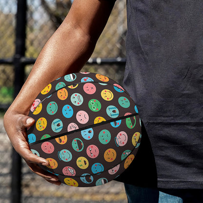 Colorful Emoji Faces Pattern Print Basketball