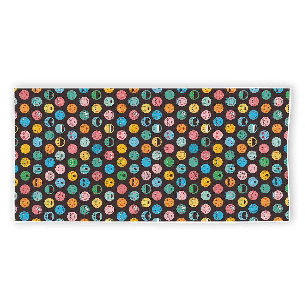 Colorful Emoji Faces Pattern Print Beach Towel