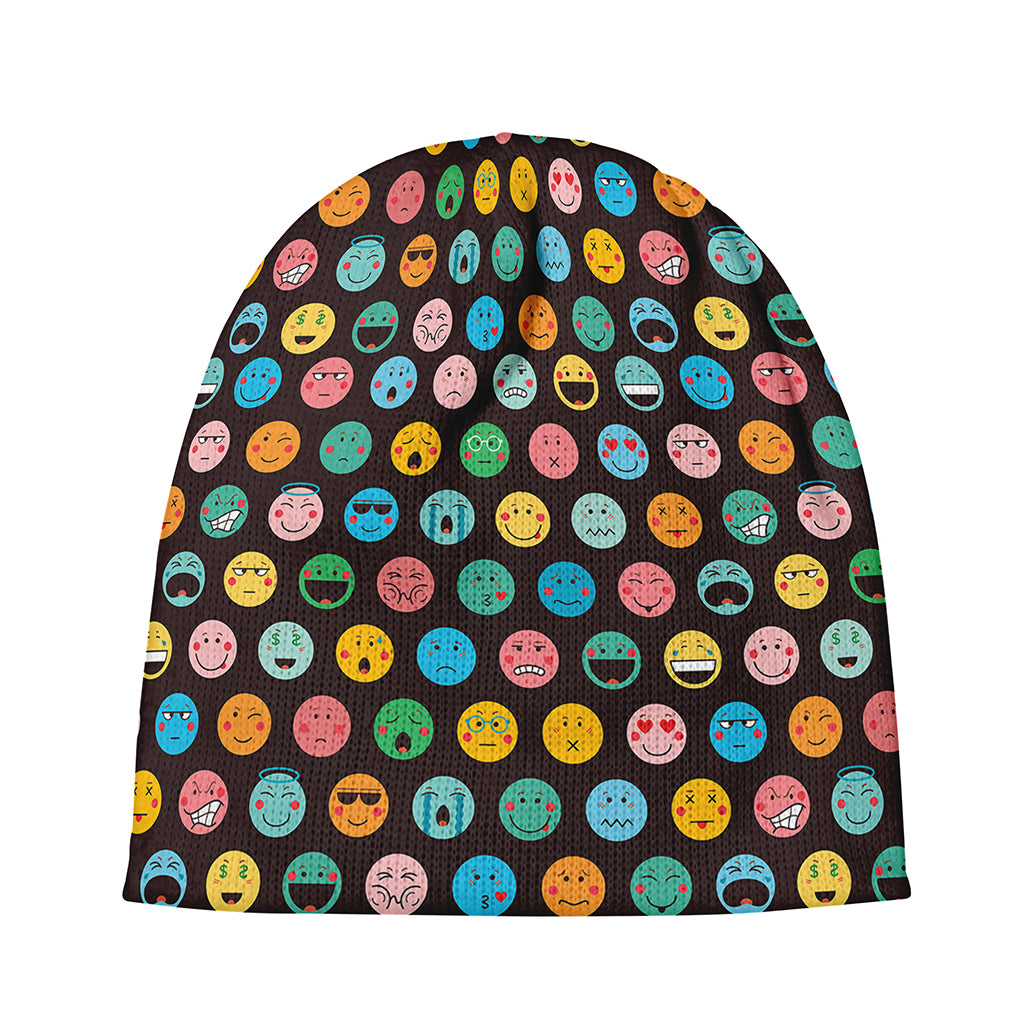 Colorful Emoji Faces Pattern Print Beanie