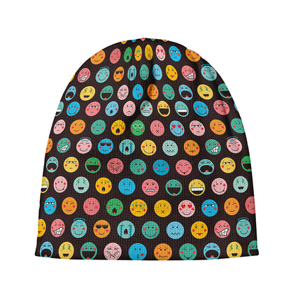 Colorful Emoji Faces Pattern Print Beanie