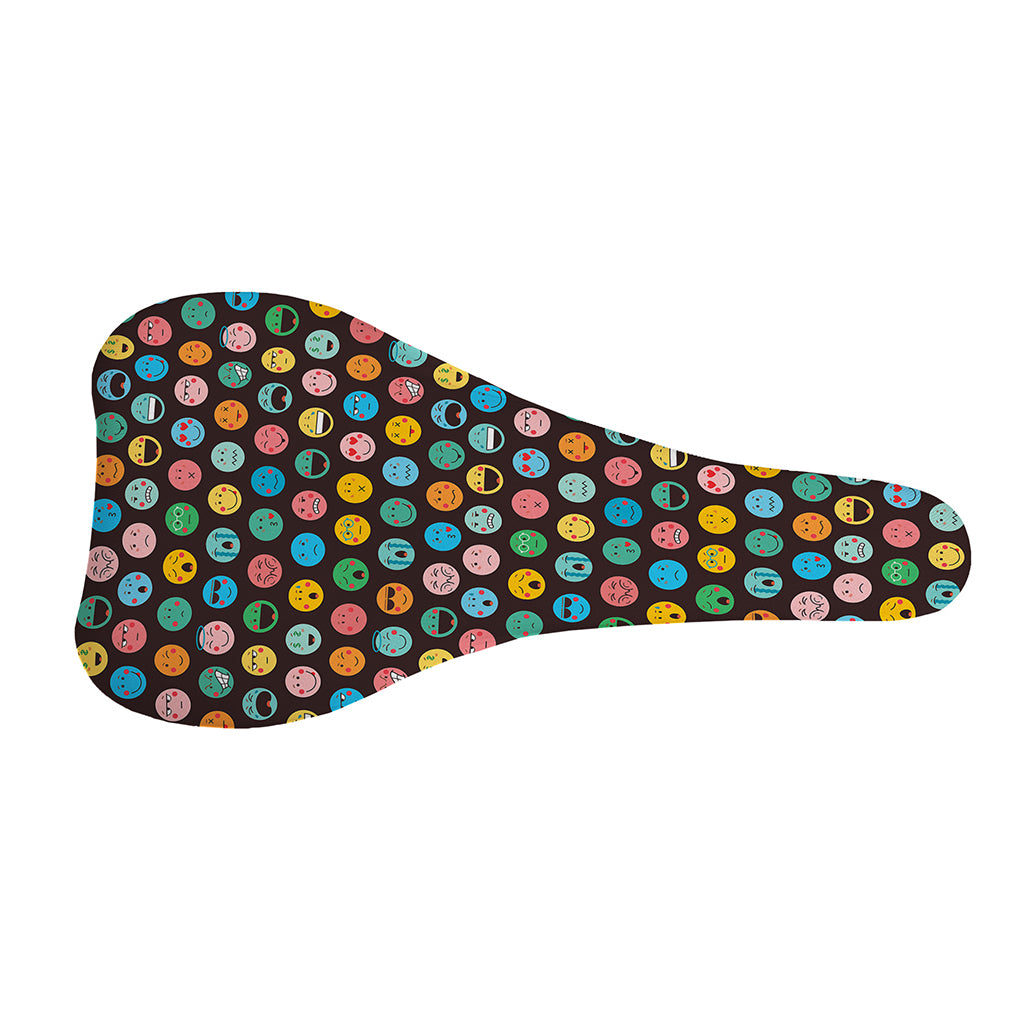 Colorful Emoji Faces Pattern Print Bicycle Seat Cover