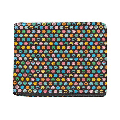 Colorful Emoji Faces Pattern Print Bifold Wallet