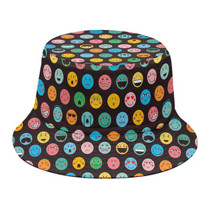 Colorful Emoji Faces Pattern Print Bucket Hat