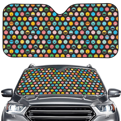 Colorful Emoji Faces Pattern Print Car Windshield Sun Shade