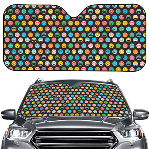 Colorful Emoji Faces Pattern Print Car Windshield Sun Shade