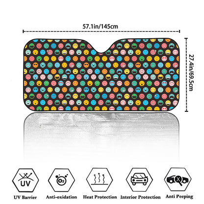 Colorful Emoji Faces Pattern Print Car Windshield Sun Shade