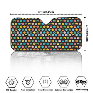 Colorful Emoji Faces Pattern Print Car Windshield Sun Shade