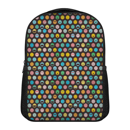 Colorful Emoji Faces Pattern Print Casual Backpack