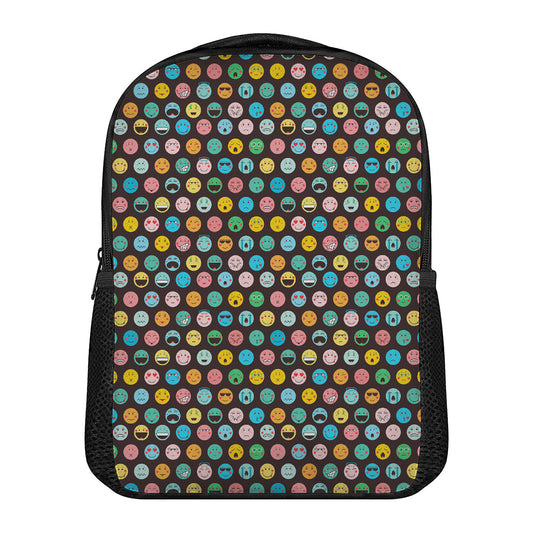 Colorful Emoji Faces Pattern Print Casual Backpack