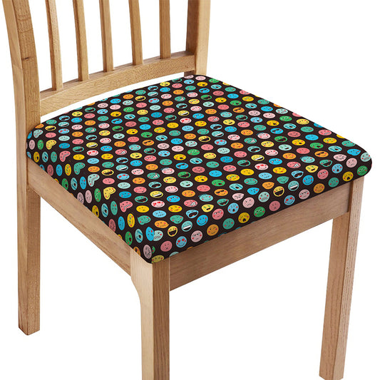 Colorful Emoji Faces Pattern Print Chair Cushion Cover