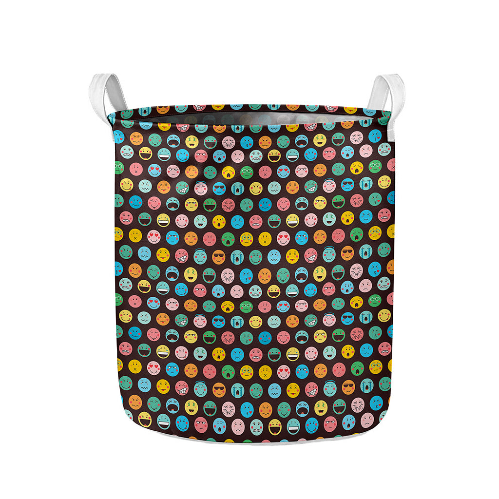 Colorful Emoji Faces Pattern Print Collapsible Laundry Basket
