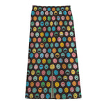 Colorful Emoji Faces Pattern Print Cotton Front Slit Maxi Skirt