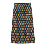 Colorful Emoji Faces Pattern Print Cotton Front Slit Maxi Skirt