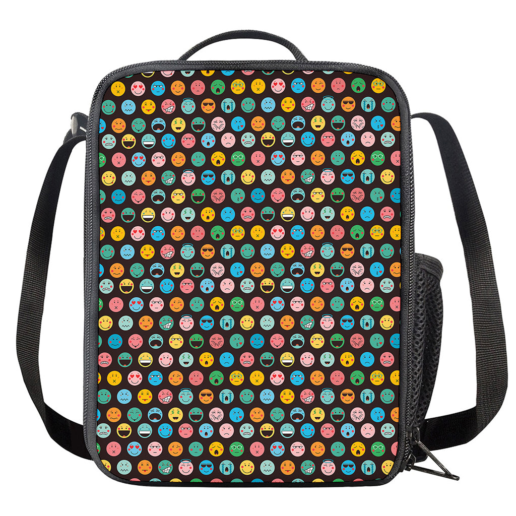 Colorful Emoji Faces Pattern Print Crossbody Lunch Bag