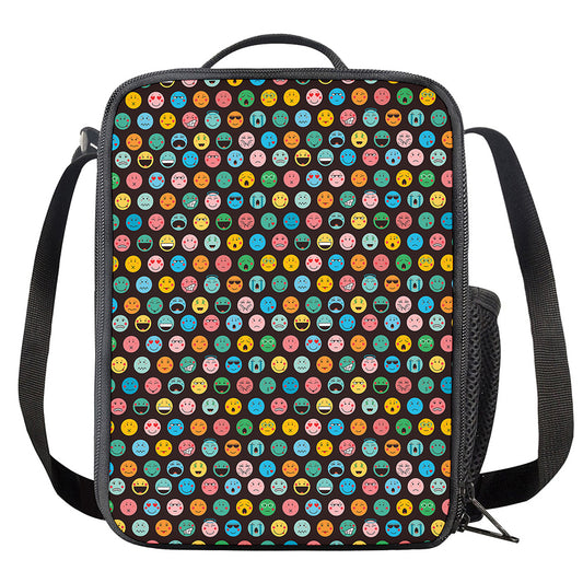 Colorful Emoji Faces Pattern Print Crossbody Lunch Bag