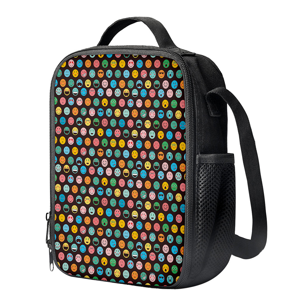 Colorful Emoji Faces Pattern Print Crossbody Lunch Bag