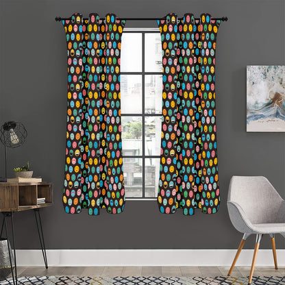 Colorful Emoji Faces Pattern Print Curtain