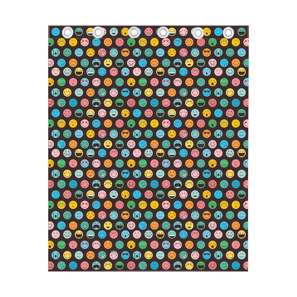 Colorful Emoji Faces Pattern Print Curtain