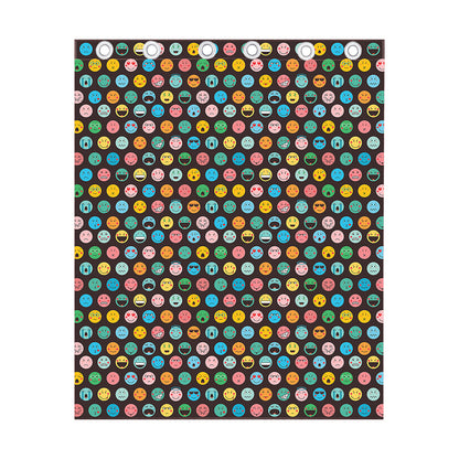 Colorful Emoji Faces Pattern Print Curtain