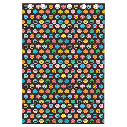 Colorful Emoji Faces Pattern Print Curtain
